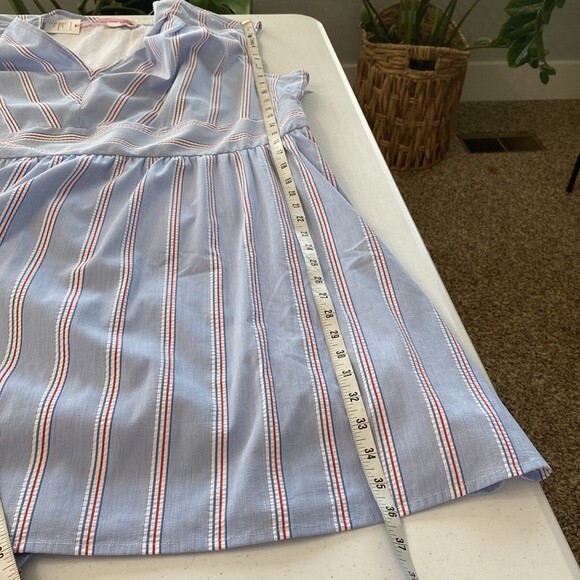 Vineyard Vines Nicholls Stripe Seersucker Tie-Waist Dress Cap Sleeve Bimini Blue - Picture 16 of 16